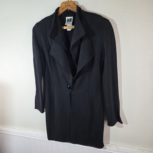 Women's Tadashi Vintage 80's Tuxedo Black Women's Jacket Size Medium - Picture 1 of 13